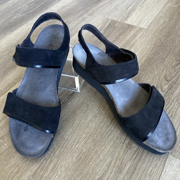 Naot Aisha Sandals Women EU 41 US 9.5-10 Wide Black 1 1/2" heel 1/2" platform - Picture 1 of 12
